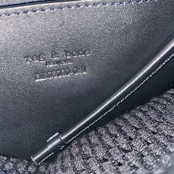 Rag and Bone Black net Dayton drawstring bucket crossbody bag with leather trim - Picture 10 of 13